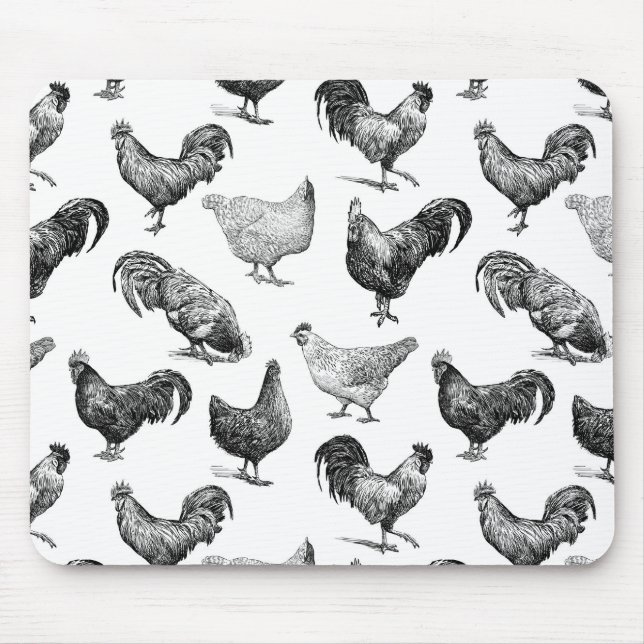 Retro Country Farm Chicken Pattern Mouse Pad (Front)