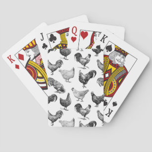 Retro Country Farm Chicken Pattern Playing Cards