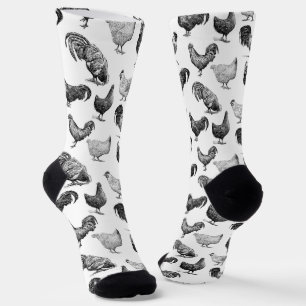 Retro Country Farm Chicken Pattern Socks