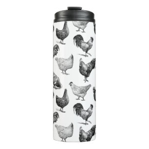 Retro Country Farm Chicken Pattern Thermal Tumbler