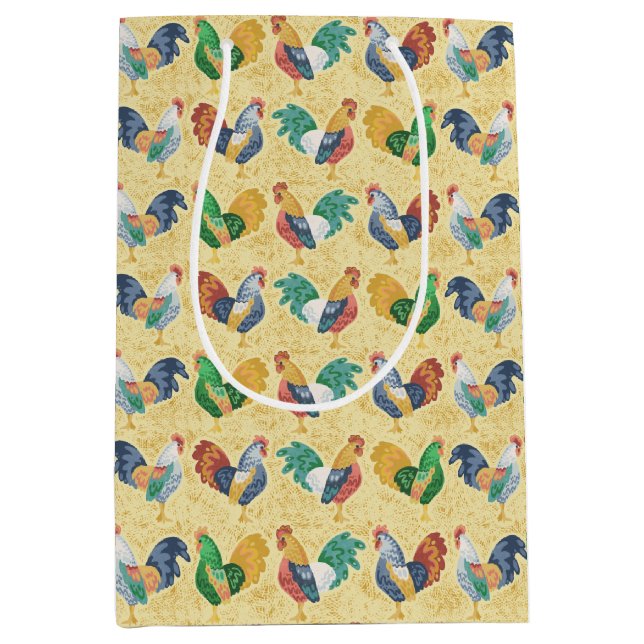 Retro Country Rooster Medium Gift Bag (Front)