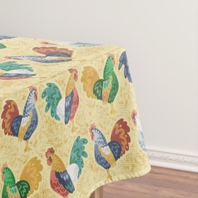 Retro Country Rooster Tablecloth (In Situ)