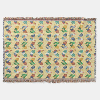 Retro Country Rooster Throw Blanket