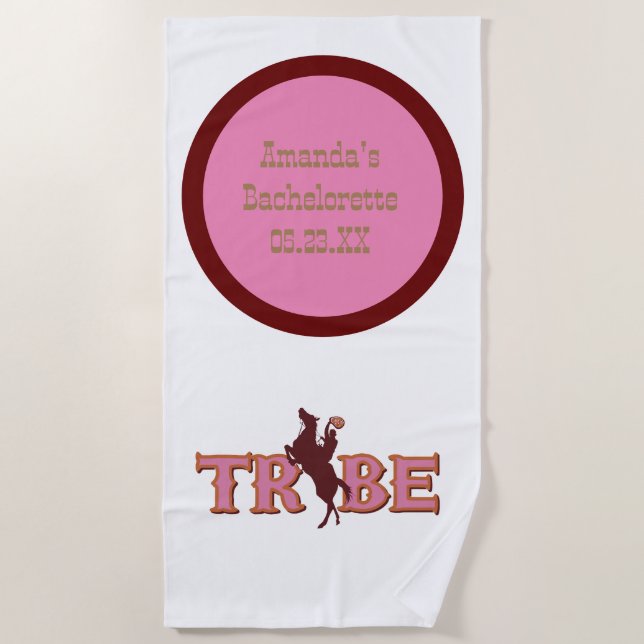 Retro Country Tribe Bachelorette Party  Beach Towel (Front)