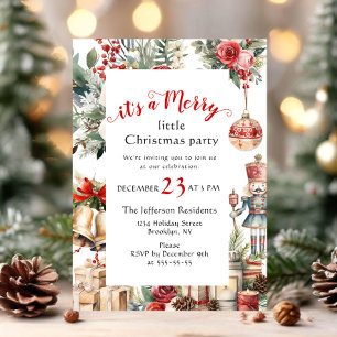 Retro Country Vintage Merry Little Christmas Party Invitation