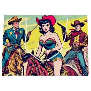 Retro Country Western Comics Large Gift Bag