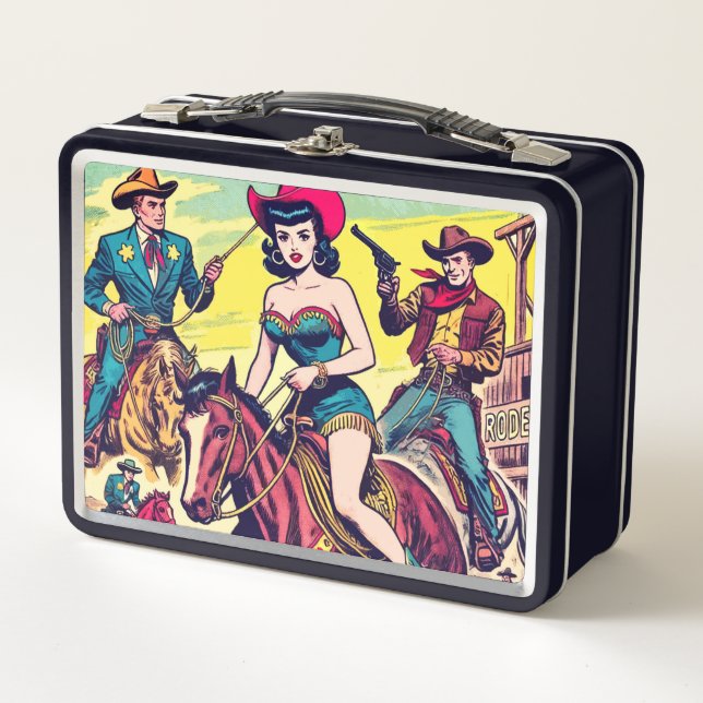 Retro Country Western Comics Metal Lunch Box (Front)