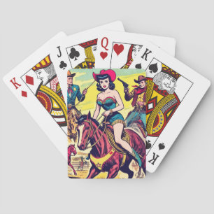 Retro Country Western Comics Playing Cards
