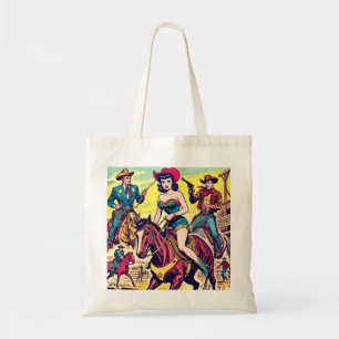 Retro Country Western Comics Tote Bag