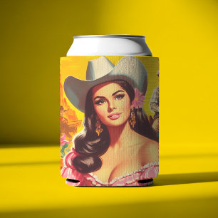 Retro Country Woman Can Cooler