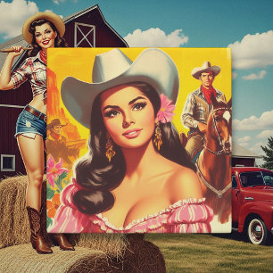 Retro Country Woman Ceramic Tile