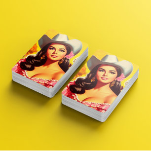 Retro Country Woman Playing Cards