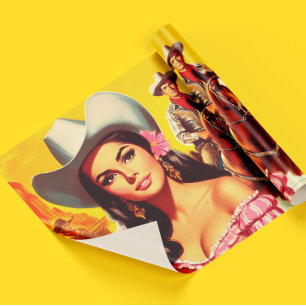 Retro Country Woman Wrapping Paper