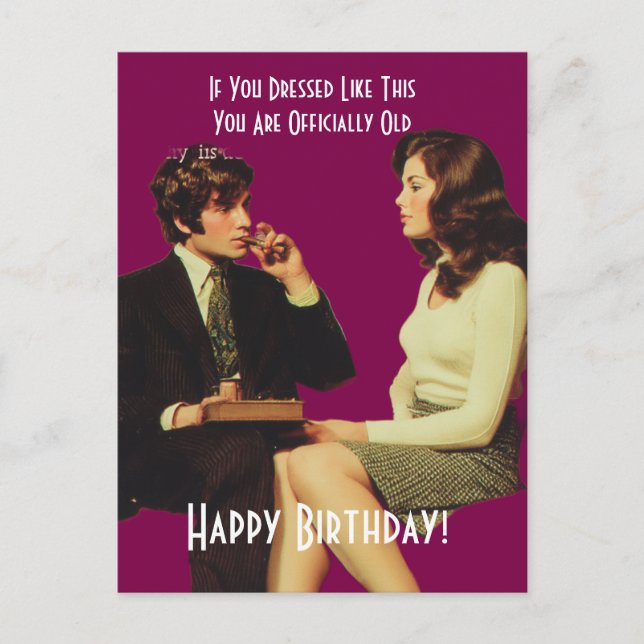 Retro Couple Happy Birthday Postcard (Front)