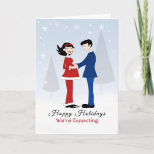 Retro Couple-Happy Holidays-We're Expecting Card