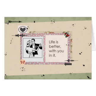 Retro Couple in a Cream and Green Scrapbook Page