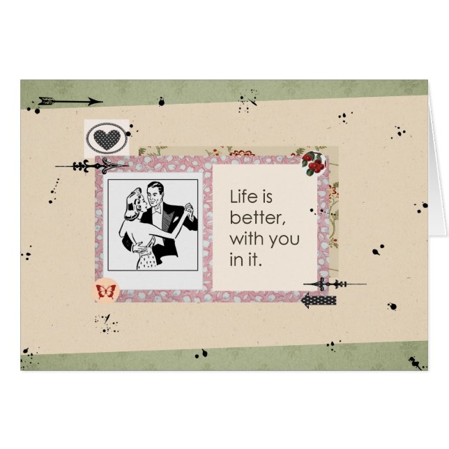 Retro Couple in a Cream and Green Scrapbook Page (Front Horizontal)