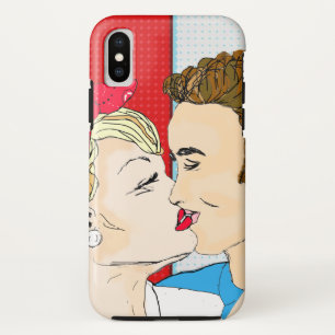 Retro Couple Kissing Nostalgic Vintage Love iPhone X Case