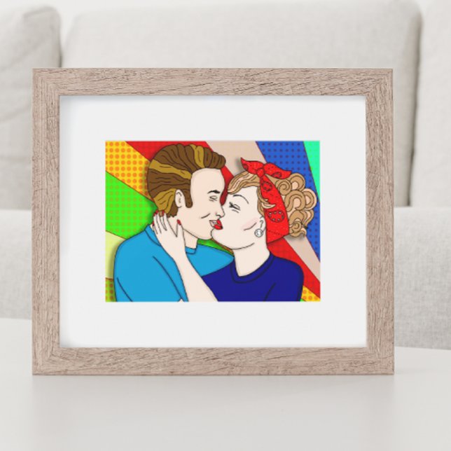 Retro Couple Kissing Pop Art Style Poster (Creator Uploaded)
