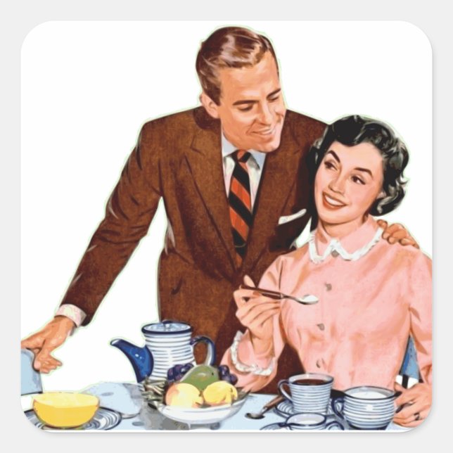 Retro Couple Kitchen Vintage Graphics Stickers (Front)