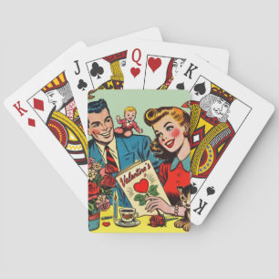 Retro Couple Love Valentine's Comics Playing Cards