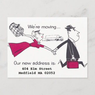 Retro Couple On the Move Change of Address Announcement Postcard