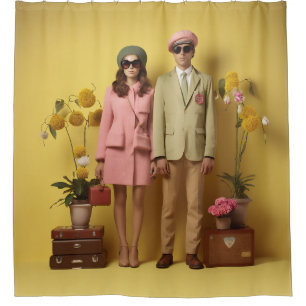 Retro Couple Shower Curtain