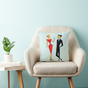 RETRO COUPLE WEDDING GIFT THROW PILLOW