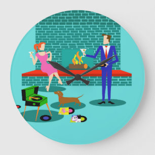 Retro Couple with Dog Acrylic Wall Clock