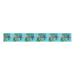 Retro Couple with Dog Grosgrain Ribbon