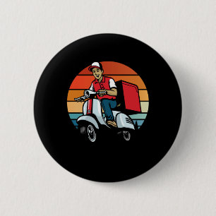 Retro Courier Carrier Delivery Man Bike Gift 6 Cm Round Badge