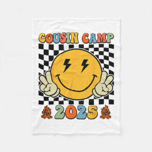 Retro Cousin Camp 2025 Family Vacation Summer Camp Fleece Blanket