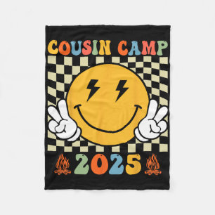 Retro Cousin Camp 2025 Family Vacation Summer Camp Fleece Blanket