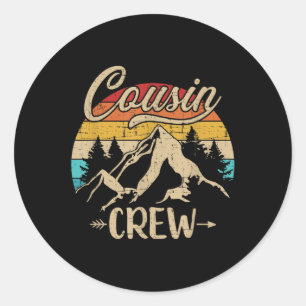 Retro Cousin Crew Camping Outdoor Summer Camp Classic Round Sticker