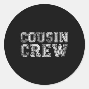 Retro Cousin Crew Family Matching Vacation Girls B Classic Round Sticker