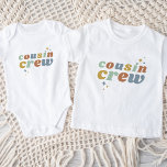 Retro Cousin Crew | Matching Kids Baby Bodysuit<br><div class="desc">Custom printed apparel personalised with "Cousin Crew" graphic in a cute retro font and boho rainbow colours. Use the design tools to edit the text or add your own photos to create a one of a kind custom t-shirt design. Select from a wide variety of t-shirts, tank tops and sweatshirts...</div>