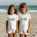 Retro Cousin Crew | Matching Kids Baby T-Shirt<br><div class="desc">Custom printed apparel personalised with "Cousin Crew" graphic in a cute retro font and boho rainbow colours. Use the design tools to edit the text or add your own photos to create a one of a kind custom t-shirt design. Select from a wide variety of t-shirts, tank tops and sweatshirts...</div>