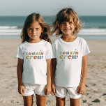 Retro Cousin Crew | Matching Kids Baby T-Shirt<br><div class="desc">Custom printed apparel personalised with "Cousin Crew" graphic in a cute retro font and boho rainbow colours. Use the design tools to edit the text or add your own photos to create a one of a kind custom t-shirt design. Select from a wide variety of t-shirts, tank tops and sweatshirts...</div>