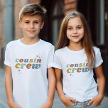 Retro Cousin Crew | Matching Kids Baby T-Shirt<br><div class="desc">Custom printed apparel personalised with "Cousin Crew" graphic in a cute retro font and boho rainbow colours. Use the design tools to edit the text or add your own photos to create a one of a kind custom t-shirt design. Select from a wide variety of t-shirts, tank tops and sweatshirts...</div>
