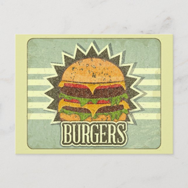 Retro Cover For Fast Food Menu Postcard (Front)