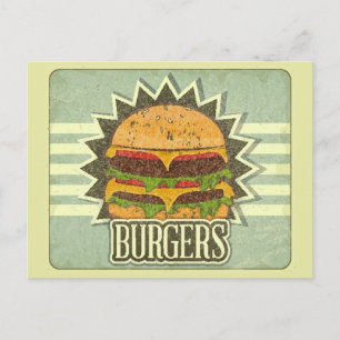 Retro Cover For Fast Food Menu Postcard