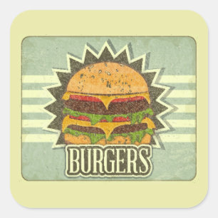 Retro Cover For Fast Food Menu Square Sticker