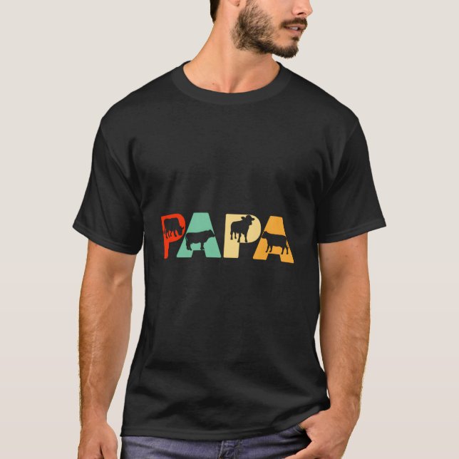 Retro Cow Dad Shirt Funny Papa Cow Father Gift (Front)