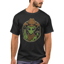 Retro Cowboy Alien Peace Sign Vintage Space Wester