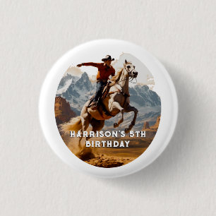 Retro Cowboy and Horse Western 3 Cm Round Badge