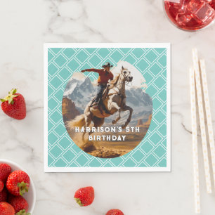 Retro Cowboy and Horse Western Napkin
