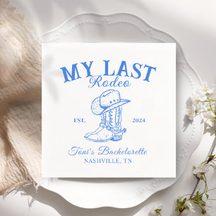 Retro Cowboy Blue Bachelorette Party Napkin