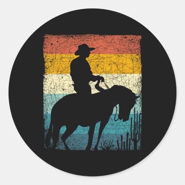Retro Cowboy  Classic Round Sticker (Front)