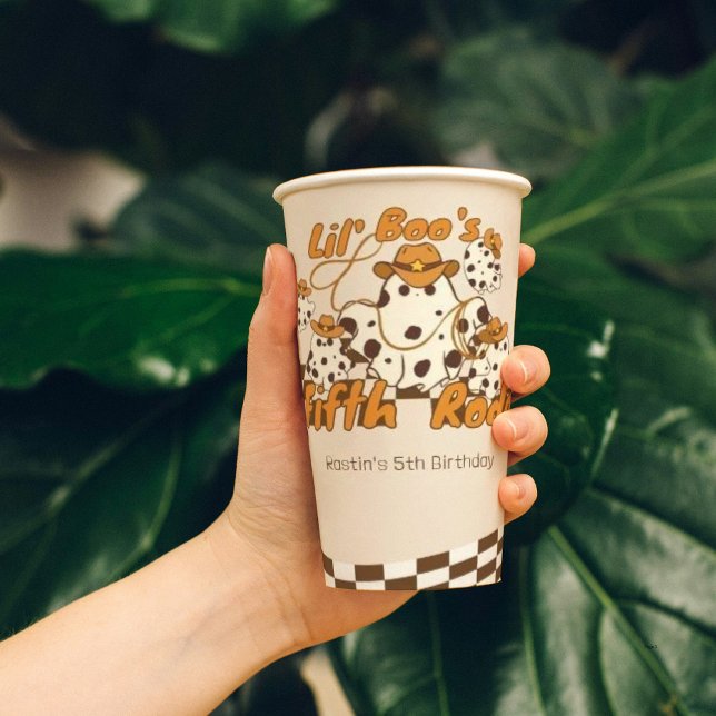 Retro Cowboy Halloween Chequered Pattern Birthday Paper Cups (Creator Uploaded)