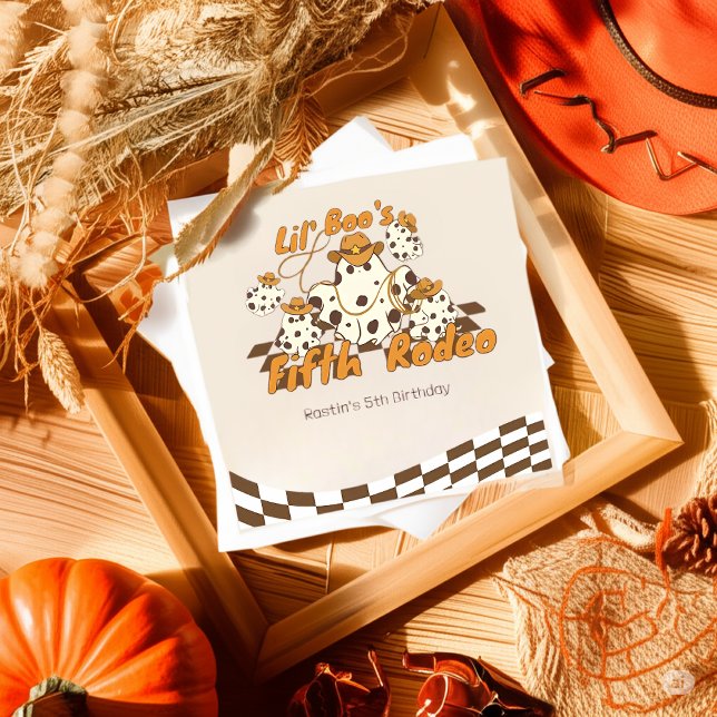 Retro Cowboy Halloween First Rodeo Birthday Napkin (Creator Uploaded)